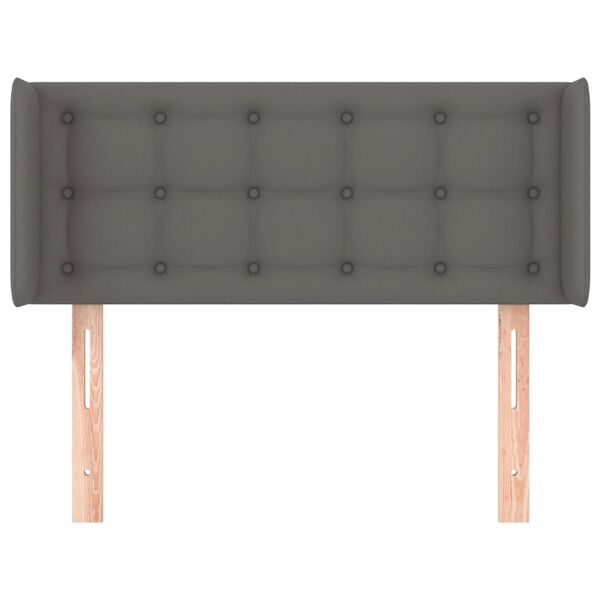 vidaXL Cabeceira de cama c/ abas couro artificial 93x16x78/88 cm cinza