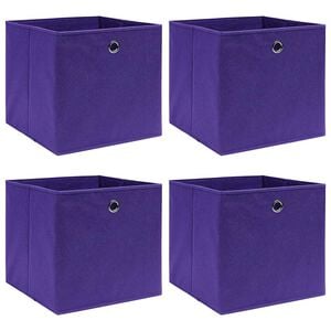 vidaXL Caixas arruma&ccedil;&atilde;o 4 pcs 28x28x28 cm tecido-n&atilde;o-tecido roxo
