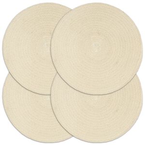 vidaXL Individuais de mesa 4 pcs em algod&atilde;o liso 38 cm redondo natural