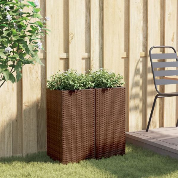 vidaXL Vaso/floreira de jardim 2 pcs 30x30x60 cm vime PE castanho
