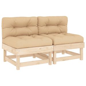 vidaXL Sof&aacute;s de centro com almofad&otilde;es 2 pcs pinho maci&ccedil;o