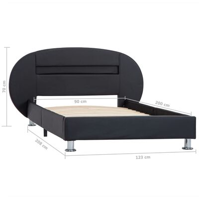 vidaXL Estrutura de cama c/ LEDs 90x200 cm couro artificial preto