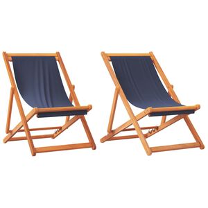vidaXL Conjunto de 2 cadeiras dobr&aacute;veis em tecido azul.