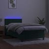vidaXL Cama box spring c/ colch&atilde;o/LED 100x200 cm veludo verde-escuro