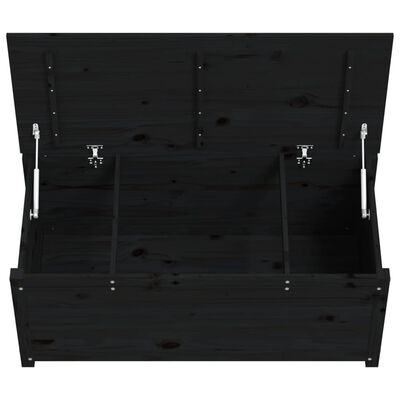 vidaXL Caixa de arrumação 110x50x45,5 cm madeira de pinho maciça preto