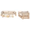 vidaXL Sof&aacute;s de paletes jardim 6 pcs almofad&otilde;es cor areia madeira