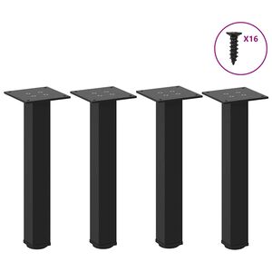 vidaXL P&eacute;s para mesa de centro 4 pe&ccedil;as, preto, 42-44 cm, a&ccedil;o