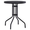 vidaXL Mesa de jardim 60 cm a&ccedil;o e vidro preto