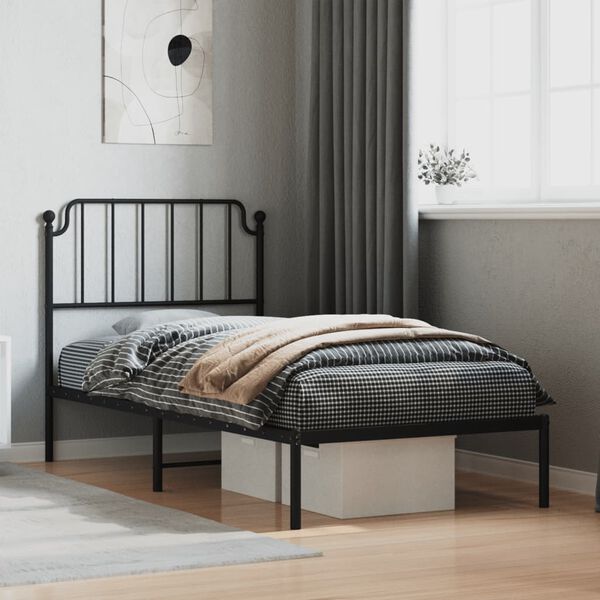 vidaXL Estrutura de cama com cabeceira 90x200 cm metal preto