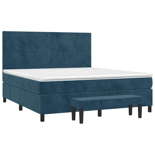 vidaXL Cama com molas/colch&atilde;o 180x200 cm veludo azul-escuro
