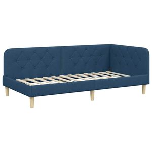 vidaXL Estrutura de Cama de Canto Azul 90 x 200 cm tecido
