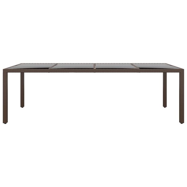vidaXL Mesa de jardim com tampo de vidro vime PE castanho