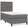 vidaXL Cama com molas/colch&atilde;o 100x200 cm couro artificial cinzento