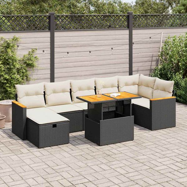 vidaXL 5 pcs conjunto sof&aacute;s de jardim com almofad&otilde;es vime PE preto
