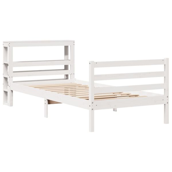 vidaXL Cama sem colch&atilde;o 75x190 cm madeira de pinho maci&ccedil;a branco