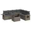 vidaXL 7 pcs conjunto sof&aacute;s p/ jardim c/ almofad&otilde;es vime PE cinzento