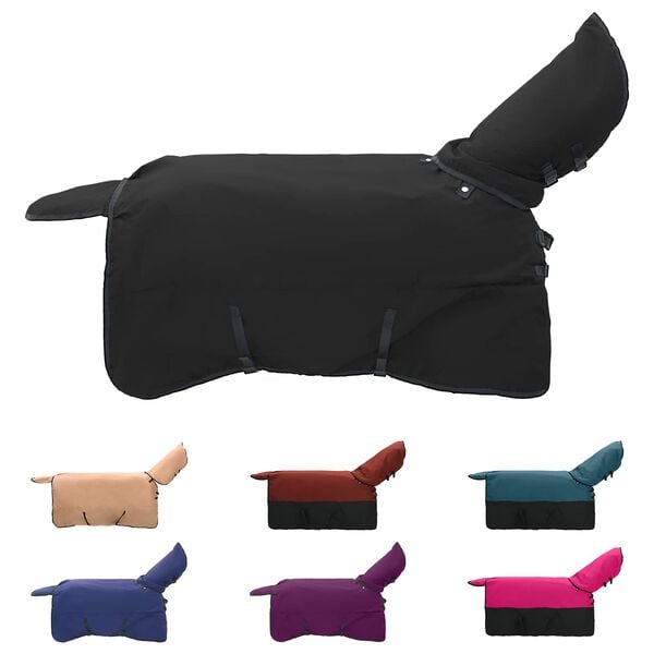 vidaXL Cobertor de Cavalo Verde Escuro e Preto 155 cm Poli&eacute;ster