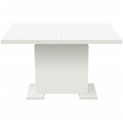 vidaXL Mesa de jantar extensível, branco brilhante