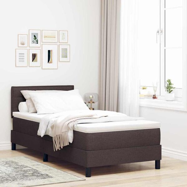 vidaXL Cama Box com colch&atilde;o Marrom Escuro 80 x 200 cm tecido