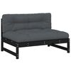 vidaXL 2pcs conjunto lounge jardim c/ almofad&otilde;es madeira maci&ccedil;a preto