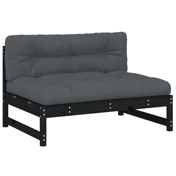 vidaXL 2pcs conjunto lounge jardim c/ almofad&otilde;es madeira maci&ccedil;a preto