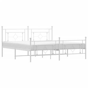vidaXL Estrutura de cama com cabeceira e p&eacute;s 183x213 cm metal branco