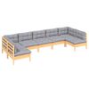 vidaXL 7 pcs conjunto lounge de jardim + almofad&otilde;es cinza pinho maci&ccedil;o