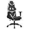 vidaXL Cadeira de gaming c/ apoio p&eacute;s couro artificial preto/branco