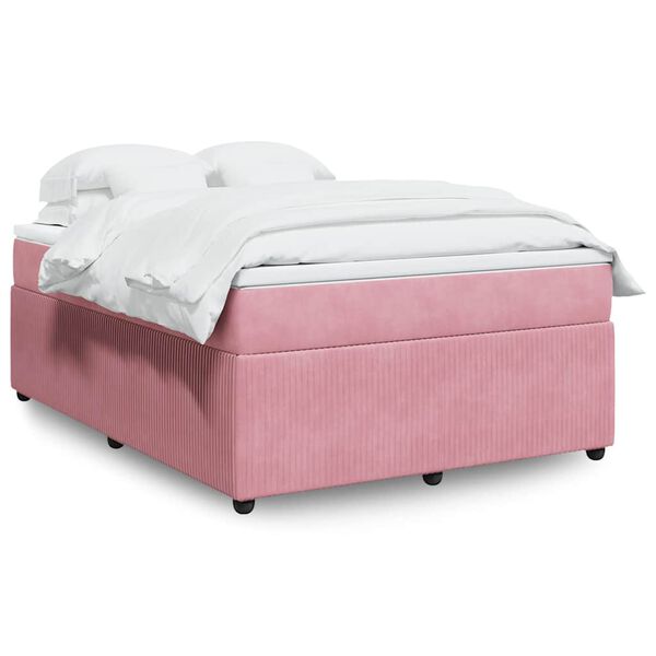 vidaXL Cama com molas/colch&atilde;o 160x200 cm veludo rosa