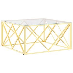 vidaXL Mesa de centro 80x80x40 cm a&ccedil;o inoxid&aacute;vel e vidro