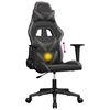vidaXL Cadeira gaming massagens couro artificial preto e cinzento