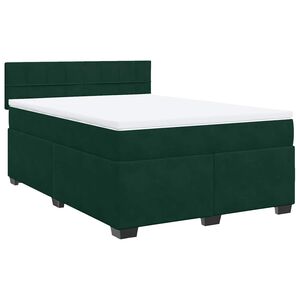 vidaXL Cama com molas/colch&atilde;o 140x200 cm veludo verde-escuro