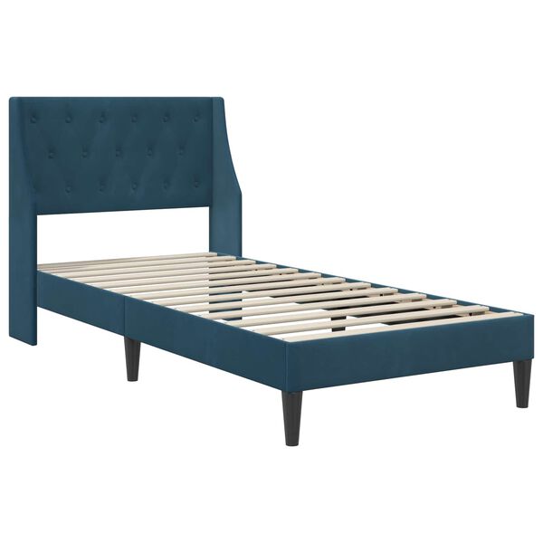 vidaXL Estrutura de cama com colch&atilde;o Azul 80 x 200 cm Veludo