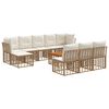 vidaXL Conjunto de Sof&aacute;s para Exterior 11 pcs Natural e Branco Creme
