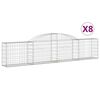 vidaXL Cestos gabi&atilde;o arqueados 8 pcs 300x30x60/80 cm ferro galvanizado