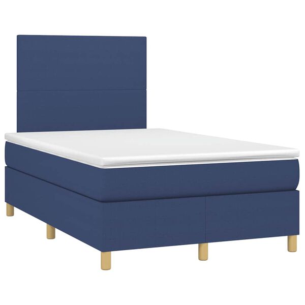 vidaXL Cama boxspring com colch&atilde;o 120x190 cm tecido azul