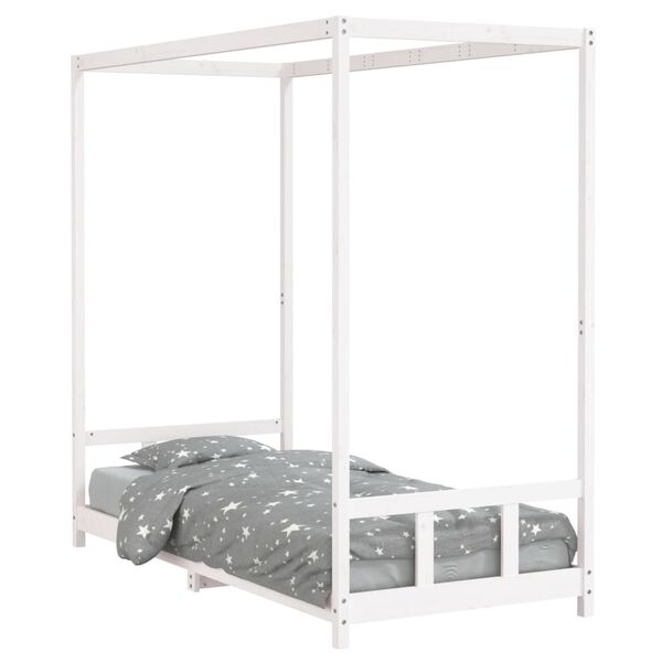 vidaXL Estrutura de cama infantil 90x200 cm pinho maciço branco