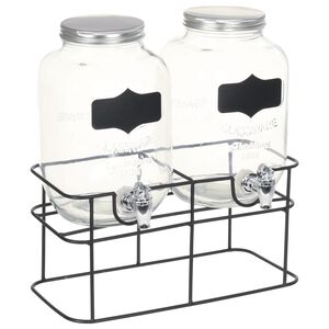 vidaXL Dispensadores de bebidas 2 pcs com suporte 2 x 4 L vidro