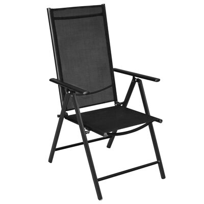 vidaXL Cadeiras de jardim dobráveis 4 pcs alumínio e textilene preto