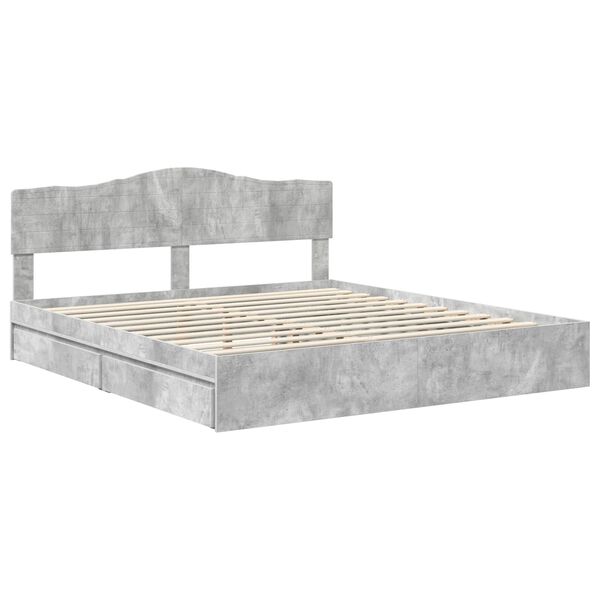 vidaXL Cama com Armazenamento Cinzento 200 x 200 cm Madeira processada