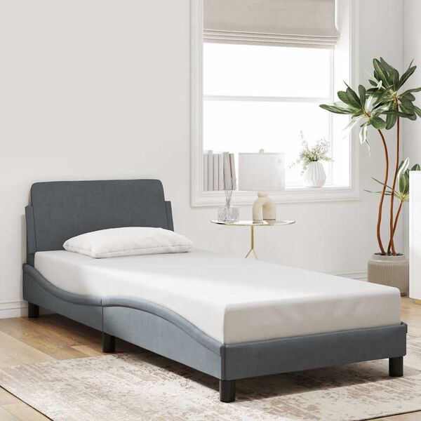 vidaXL Estrutura de cama Dover 90x200 cm veludo cinzento-escuro