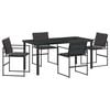 vidaXL Conjunto de Jantar para Jardim 5 pcs Preto A&ccedil;o revestido a p&oacute;