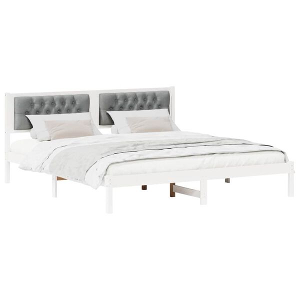 vidaXL Estrutura da Cama com cabeceira Cinzento-claro 160 x 200 cm