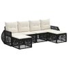vidaXL Conjunto de Sof&aacute; de Jardim 6 unid. Preto e Branco Creme vime PE