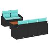 vidaXL Conjunto de Sof&aacute; de Jardim com almofada 6 pcs Preto vime PE