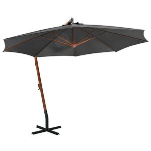 vidaXL Guarda-sol de jardim suspenso com poste abeto maci&ccedil;o antracite
