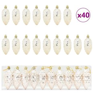vidaXL Bola de Pinheiro de Natal 40 unid. champanhe 4 x 9 cm Pl&aacute;stico