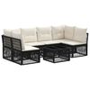 vidaXL Conjunto de Sof&aacute; de Jardim 7 unid. Preto vime PE