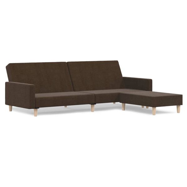 vidaXL Sof&aacute;-cama de 2 lugares com apoio de p&eacute;s tecido castanho