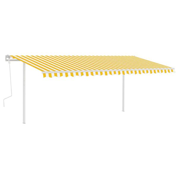 vidaXL Toldo retr&aacute;til manual com postes 5x3 m amarelo e branco